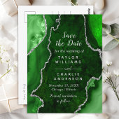 Green und Silver Agate Save the Date Postkarte