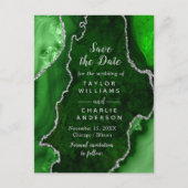 Green und Silver Agate Save the Date Postkarte (Vorderseite)