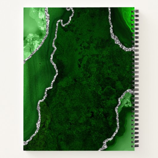 Green und Silver Agate Wedding Gästebuch Notizblock (Rückseite)