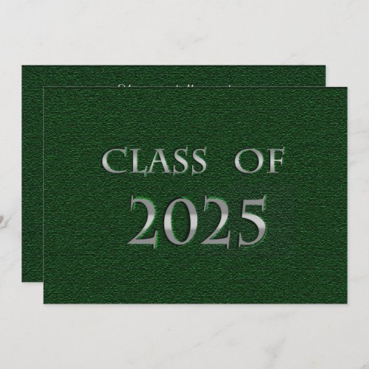 Green und Silver Class of 2025 Card Einladung (Vorne/Hinten)