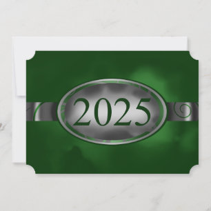 Green und Silver Floral Button 2025 Card Einladung