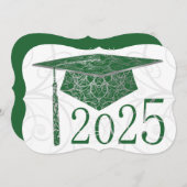 Green und Silver Floral Cap 2025 Card Einladung (Vorne/Hinten)