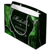 Green und Silver Glitzer Agate Brautparty Große Geschenktüte (Rückseite Schrägansicht)