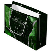 Green und Silver Glitzer Agate Brautparty Große Geschenktüte (Vorderseite Schrägansicht)