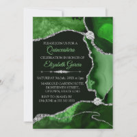 Green und Silver Glitzer Agate Quinceanera