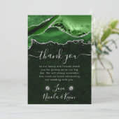 Green und Silver Glitzer Agate Wedding Dankeskarte (Stehend Vorderseite)