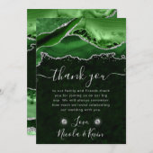Green und Silver Glitzer Agate Wedding Dankeskarte (Vorne/Hinten)