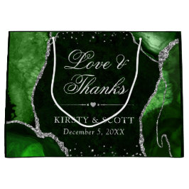 Green und Silver Glitzer Agate Wedding Große Geschenktüte