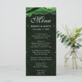 Green und Silver Imitats Glitzer Agate Wedding Menükarte (Stehend Vorderseite)
