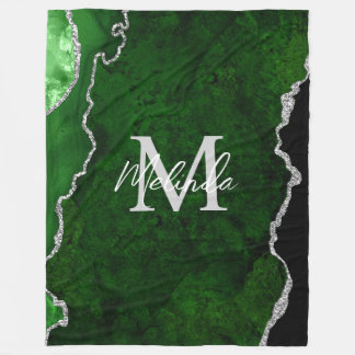 Green und Silver Marble Agate Fleecedecke