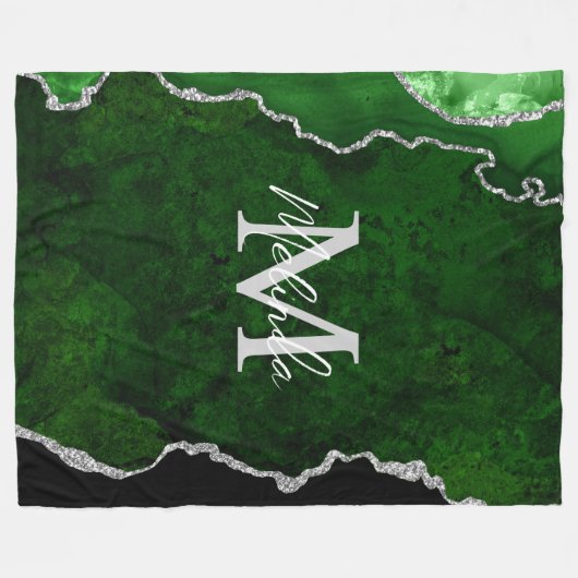 Green und Silver Marble Agate Fleecedecke (Vorderseite (Horizontal))