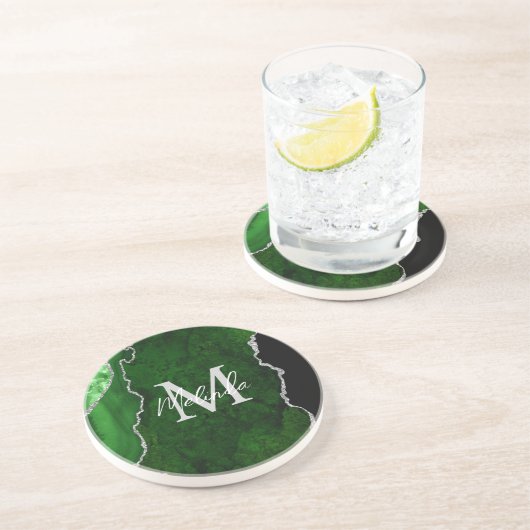 Green und Silver Marble Agate Getränkeuntersetzer (Seite)