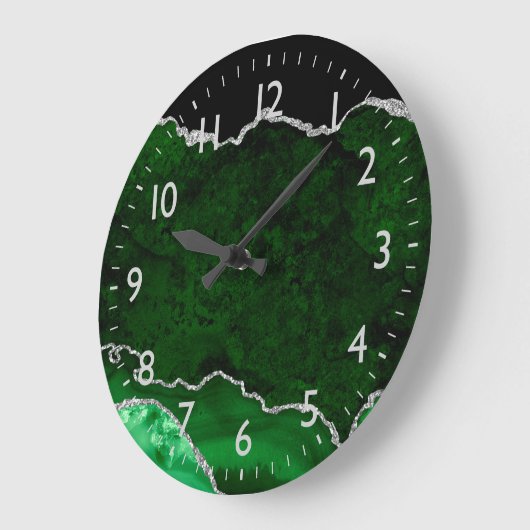 Green und Silver Marble Agate Große Wanduhr (Winkel)