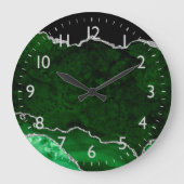 Green und Silver Marble Agate Große Wanduhr (Vorderseite)