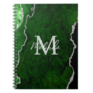 Green und Silver Marble Agate Notizblock