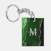Green und Silver Marble Agate Schlüsselanhänger (Vorderseite links)