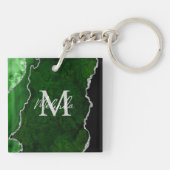 Green und Silver Marble Agate Schlüsselanhänger (Rückseite)