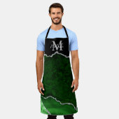 Green und Silver Marble Agate Schürze (Getragen)