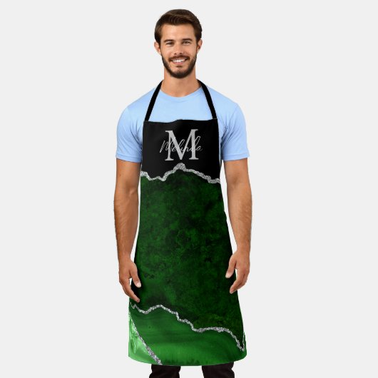 Green und Silver Marble Agate Schürze (Getragen)