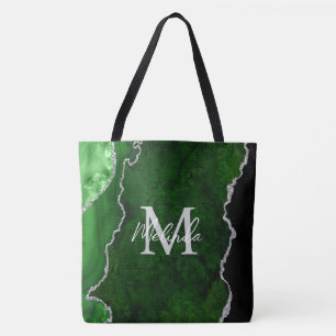 Green und Silver Marble Agate Tasche