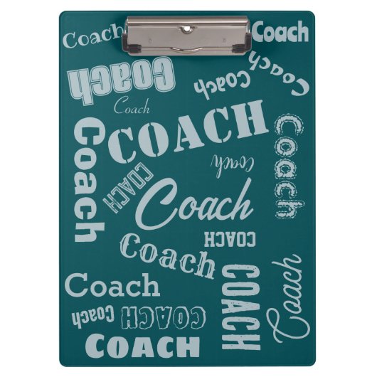 Green und Silver Personalisiert Coach Geschenkname Klemmbrett (Vorderseite)