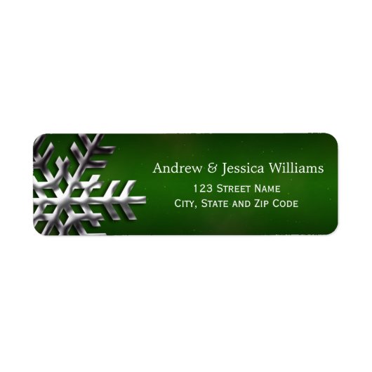 Green und Silver Snowflake Address Labels (Vorne)