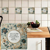 Green und Tan Frame Bible Verse Fliese