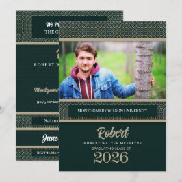 Green und Taupe Abschluss Class 2025 Foto Einladung