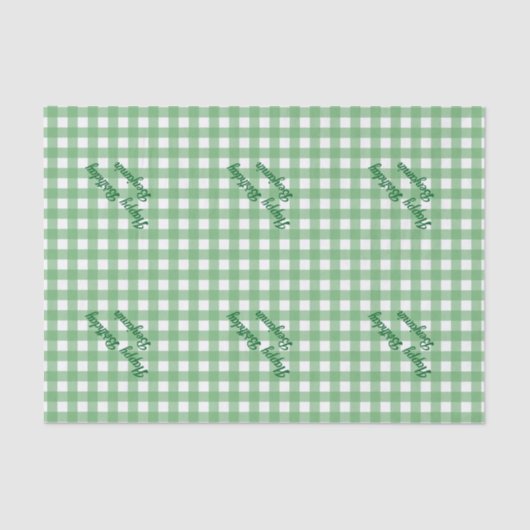 Green und White Classic Gingham Pattern Seidenpapier (Vorderseite)