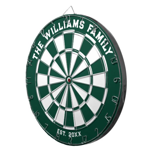 Green und White Family Dartboard mit Dartboard Dartscheibe (Vorderseite rechts)
