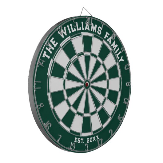 Green und White Family Dartboard mit Dartboard Dartscheibe (Vorderseite Links)