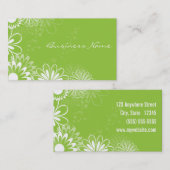Green und White Floral Visicard Visitenkarte (Vorne/Hinten)