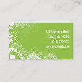 Green und White Floral Visicard Visitenkarte (Rückseite)