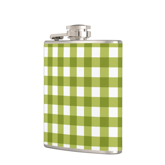 Green und White Gingham Pattern Flachmann (Links)