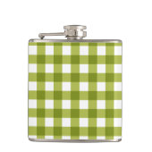 Green und White Gingham Pattern Flachmann (Vorderseite)