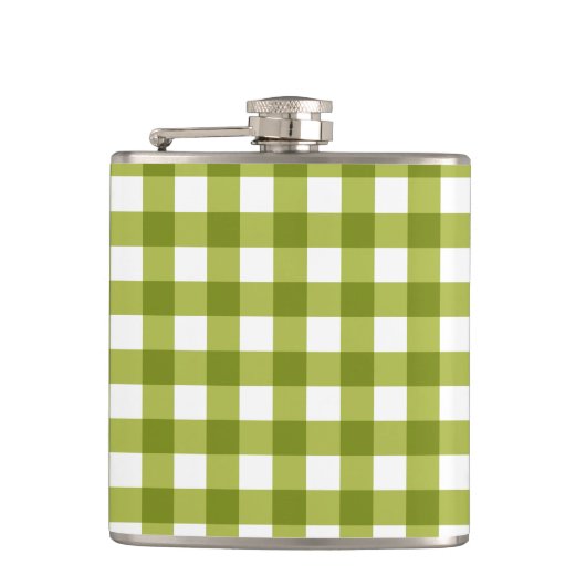 Green und White Gingham Pattern Flachmann (Vorderseite)