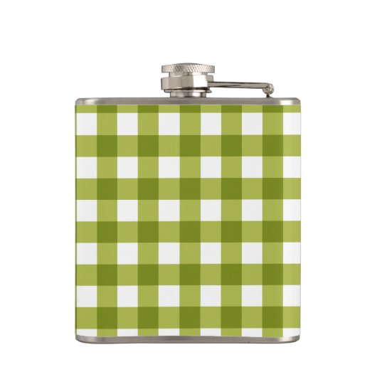 Green und White Gingham Pattern Flachmann (Rückseite)