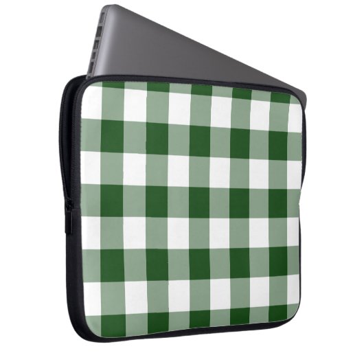 Green und White Gingham Pattern Laptopschutzhülle (Vorne Rechts)