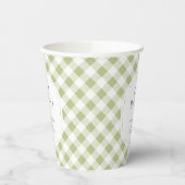 Green und White Gingham Pattern Oh Baby Dusche Pappbecher (Links)