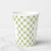 Green und White Gingham Pattern Oh Baby Dusche Pappbecher (Rechts)