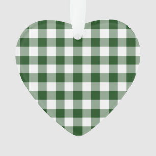 Green und White Gingham Pattern Ornament