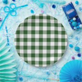 Green und White Gingham Pattern Pappteller (Party)