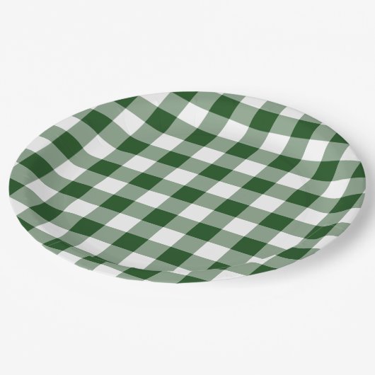 Green und White Gingham Pattern Pappteller (Schrägansicht)