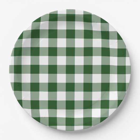 Green und White Gingham Pattern Pappteller (Vorderseite)