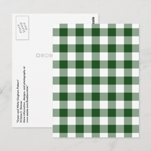 Green und White Gingham Pattern Postkarte (Vorne/Hinten)