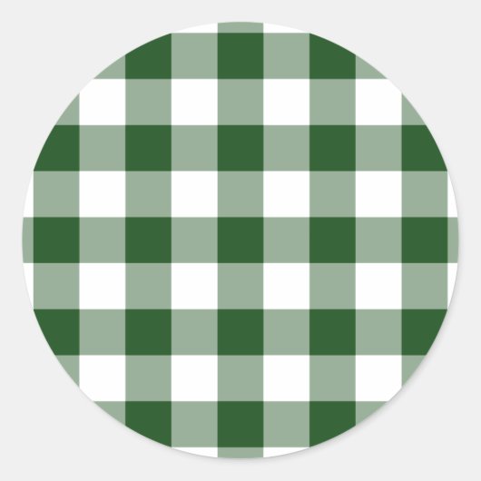 Green und White Gingham Pattern Runder Aufkleber (Vorderseite)