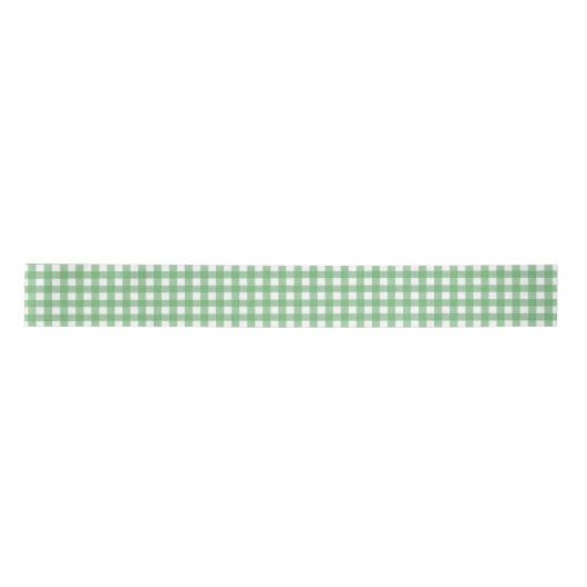 Green und White Gingham Pattern Satinband (Vorderseite)