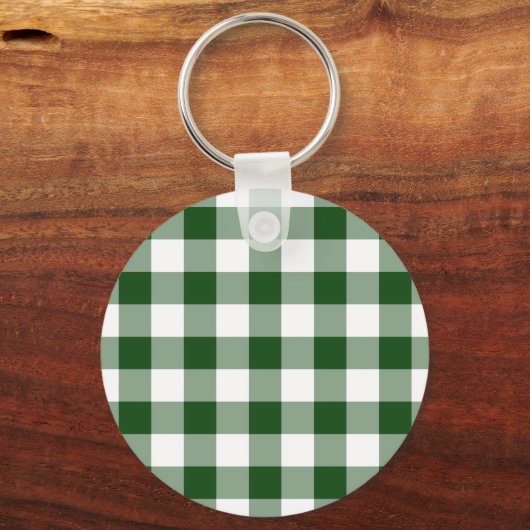 Green und White Gingham Pattern Schlüsselanhänger (Vorderseite)
