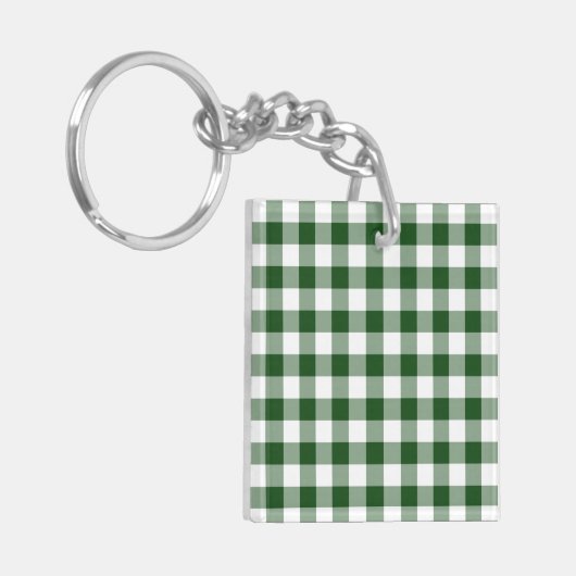 Green und White Gingham Pattern Schlüsselanhänger (Vorderseite links)