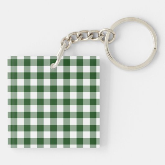Green und White Gingham Pattern Schlüsselanhänger (Rückseite)